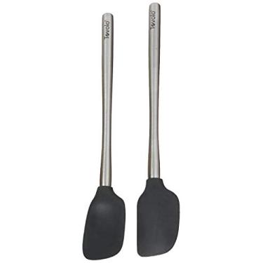 Imagem de Mini espátula e colher Tovolo Flex-Core de aço inoxidável manuseada em aço inoxidável, conjunto de utensílios de cozinha resistentes ao calor e livres de BPA, ferro fundido e utensílios de cozinha, máquina de lavar louça, 1 EA, carvão