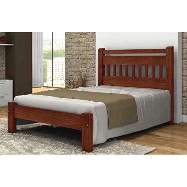 Imagem de Cama Queen Size Mônaco de Madeira Maciça Angelim Pedra/Tauari - Cor Castanho