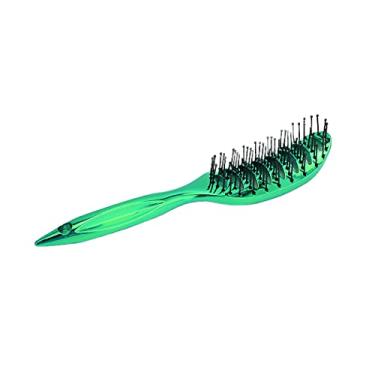 Imagem de Escova de cabelo desembaraçante, ABS Galvanoplastia Cabelo Rapidamente Seco Liso Pente Dentes Ribs Pente Hollow ComfortableHold para cabelos grossos(verde)
