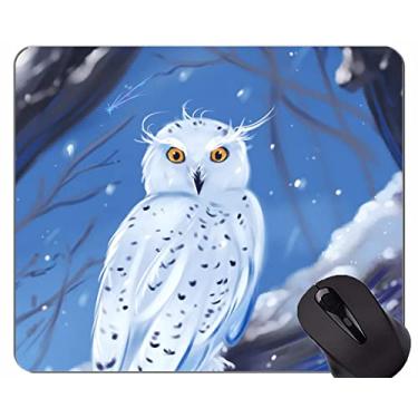 Imagem de YENDOSTEEN Mouse pad original personalizado, tapete branco coruja pássaro