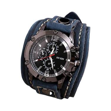 Imagem de segolike Relógio de Vintage Punk de Couro PU Algarismos, Azul