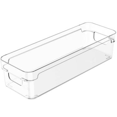 Imagem de Organizador De Armário Gaveta Geladeira 30x10x7cm Caixa Organizadora Retangular Clear OU