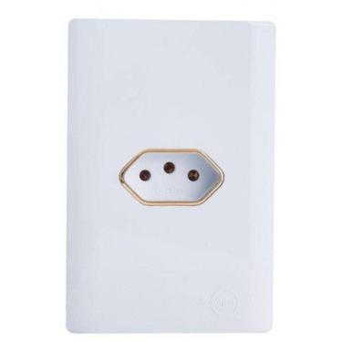 Imagem de Cj Tomada 10A Horizontal Com Suporte 4X2 - Dicompel Novara Branco Gold - Dnv1200/29Brgd