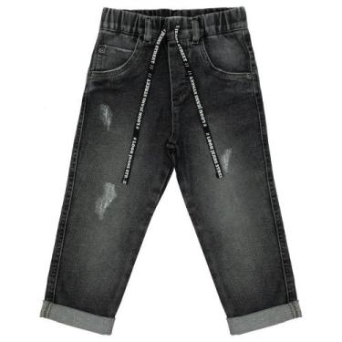 Imagem de Calça Infantil Look Jeans Reta Moletom Jeans Black - Unica - 01