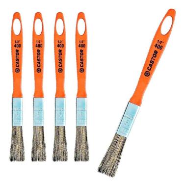 Imagem de Pincel Trincha 1/2 Pol Laranja Cerdas Gris Kit 5 Peças CASTOR
