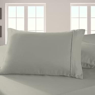 Imagem de Pizuna Fronha Algodão Prata, 400 fios de algodão 100% sateen de fibra longa fronhas 50x70 cm com aba elegante de 20 cm - 2 pecas