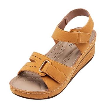 Imagem de Chinelos para mulheres sandálias femininas moda verão chinelos sandálias rasas chinelos chinelos abertos sandálias de praia a3, Amarelo, 7