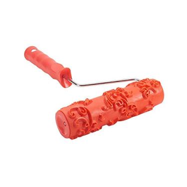 Imagem de Rolo de Parede Vermelho Pincel Rolos de Impressão Cola Macia Em Relevo Cabo Plástico Vermelho Multi-Padrão Conjunto de Tinta de Parede Ferramentas de Decoração para Casa,09