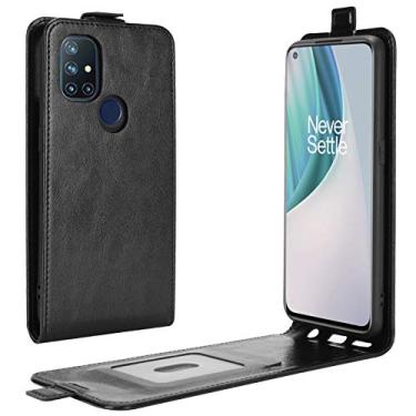 Imagem de YUNCHAO Caixa de telefone Para oneplus nord n10 5g r64 textura Única caixa de proteção vertical de couro vertical com slots de cartão e moldura de fotos capa para celular