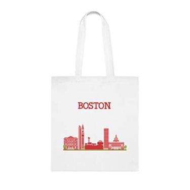 Imagem de Bolsa Boston, presente Boston, bolsa de ombro Boston, bolsas reutilizáveis Boston, ideia de presente de cesta de Natal de aniversário, presente para ela, presente para ele, bolsa feminina, Branco