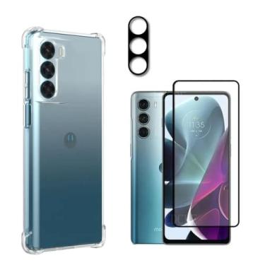 Imagem de Kit Capa Capinha Anti Impacto, Película de Vidro Temperado 3D e Lente da Câmera Compatível Com Moto G200 5G - (Hard Glass Store)