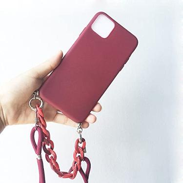 Imagem de Colar Crossbody Colar Cadeia De Mármore Case Para Samsung Galaxy S21 Ultra Plus S20 FE S10 S22 S 22 5G S9 S8 Soft Tpu Capa Traseira, Vinho Tinto W CL, Para S21 Plus