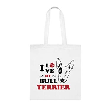 Imagem de Bolsa para cachorro Bull Terrier, presente para cachorro Bull Terrier, ideia de , Bull Terrier, bolsa de ombro reutilizável, Branco