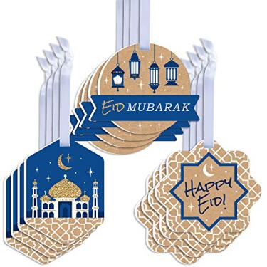 Imagem de Big Dot of Happiness Ramadan – Etiquetas variadas para lembrancinhas de festa Eid Mubarak – Topos de etiqueta de presente – Conjunto de 12
