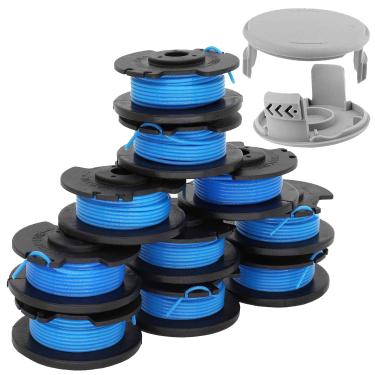 Imagem de SHIQING Linha de carretel aparador de cordas 3,35 m 0,065" carretel de substituição para Ryobi One Plus AC14RL3A 18V 24V 40V Linha de carretéis de aparador sem fio com tampa AC14HCA (10 carretéis + 2 tampas)