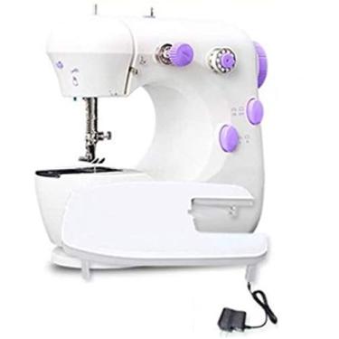 Imagem de Máquina de costura multifuncional doméstica pequena mini máquina de costura multifuncional máquina de costura manual (presente 10 acessórios) roxo atualizado