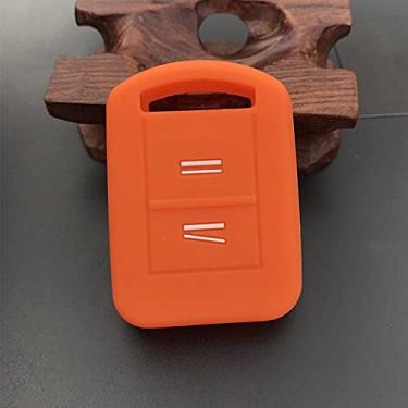Imagem de YJADHU 2 botões de silicone para chave de carro conjunto de proteção remoto chave, apto para Vauxhall Opel Vauxhall Corsa C Agila Meriva Combo,Laranja