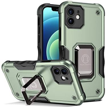 Imagem de Compatível com o iPhone 12 mini capa, cobertura de proteção à prova de gotas militares com 360 ° Rotation Kickstand à prova de choque dupla camada. (Color : Green)
