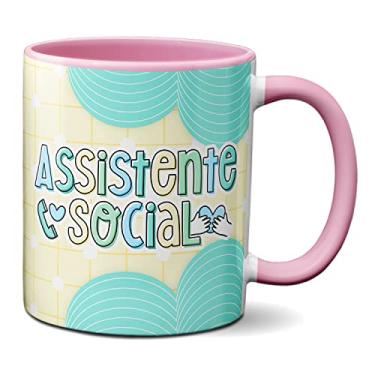 Imagem de Caneca Profissão Assistente Social Presente Fofo Criativo (Rosa)