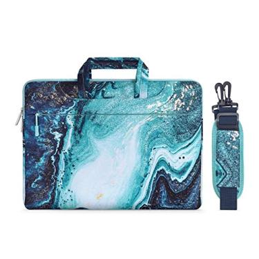 Imagem de MOSISO Bolsa de ombro para laptop compatível com MacBook Air/Pro, notebook de 13 a 13,3 polegadas, compatível com MacBook Pro de 14 polegadas, M3, M2, M1 2023-2021, bolsa de mão Creative Wave Marble
