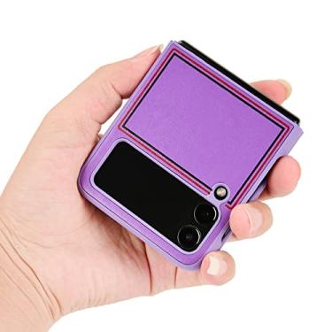 Imagem de Estojo protetor de couro antiderrapante para Samsung Galaxy Z Flip4 Flip 3 Flip3 Flip 4 5G Anti-Scratch Phone Cover para Samsung Flip4, roxo, para Samsung Z Flip 4