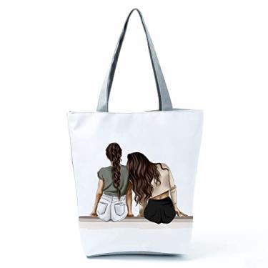 Imagem de Bolsas femininas afro douradas impressas bolsa de ombro moda bonita bolsa de compras ecológica portátil bolsa de praia de alta capacidade, Hl3480