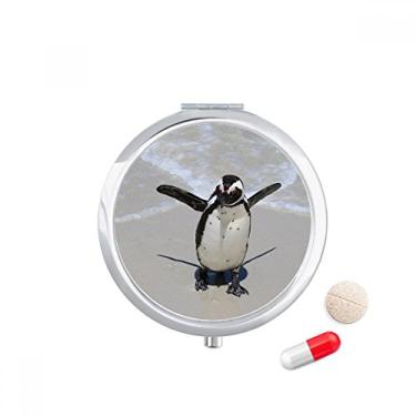 Imagem de Porta-comprimidos de bolso para viagem, pinguim Antártico, oceano, criatura, ciência, natureza, oceano, caixa de armazenamento de medicamentos, dispensador de espelho