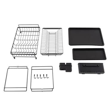 Imagem de Zerodis Escorredor de louças, design de deck duplo, suporte de secagem de grande capacidade escorredor de louças, material de aço carbono resistente, escorredor de pratos preto