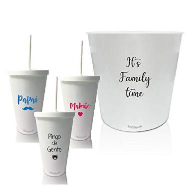 Imagem de Kit Balde e Copos com Tampa Personalizados Family Time Dia das Crianças