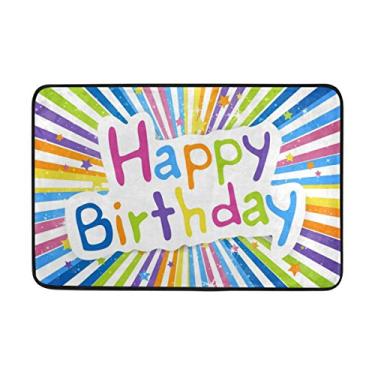 Imagem de ALAZA My Daily Happy Birthday Capacho colorido estrela 40 x 60 cm, sala de estar, quarto, cozinha, banheiro, tapete impresso em espuma leve