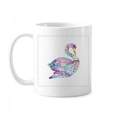 Imagem de Caneca colorida em aquarela de pássaro cerâmica xícara de porcelana café louça