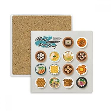 Imagem de Porta-copos quadrado de Hong Kong Foodie China com suporte de subplaca e pedra isolante