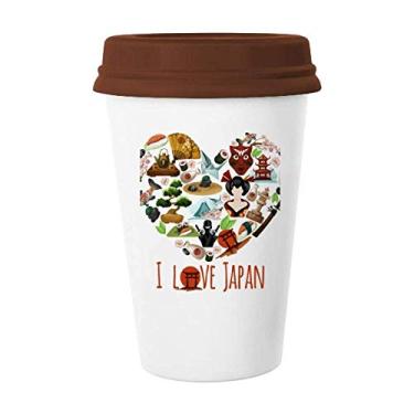 Imagem de I Love Japan Sushi Illustration Caneca de café Copo de cerâmica Copo de cerâmica