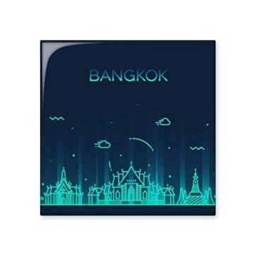 Imagem de Decalque brilhante de azulejo de cerâmica Bangkok da cultura de alfândega tailandesa