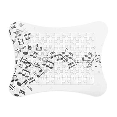 Imagem de Black Twisted Music Notes moldura de quebra-cabeça branca papel cartão quebra-cabeça casa