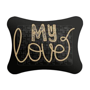 Imagem de My Love — Moldura de quebra-cabeça de escrita manual com citação de ouro para casa