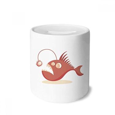 Imagem de DIYthinker Linda caixa de cerâmica com ilustração de peixe, caixa para dinheiro com porta-moedas para presente de cofrinho