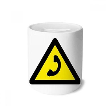 Imagem de DIYthinker Símbolo de aviso amarelo preto caixa de dinheiro caixa de cerâmica porta-moedas presente de cofrinho