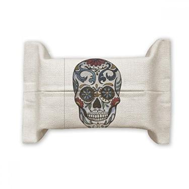 Imagem de Bolsa de linho de algodão com ilustração de cultura nacional do México com caveira cinza