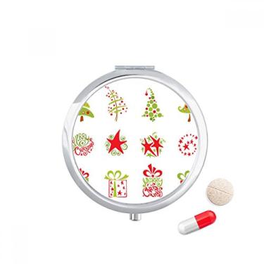 Imagem de Porta-comprimidos, caixa de armazenamento de medicamentos com ilustração vermelha Merry Christmas Tree