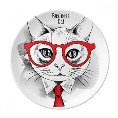 Imagem de Bussiness Cat Head Protect Animal Pet Lover Prato decorativo de porcelana Salver louças de jantar