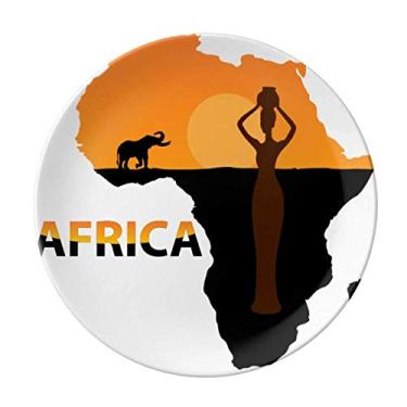 Imagem de Mapa da África, Prato Decorativo de Porcelana Selvagem, Prato de Jantar
