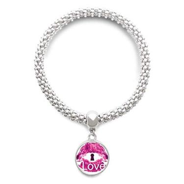 Imagem de Pulseira de prata com pingente de coração para dia dos namorados, lábios, rosa com pingente de coração