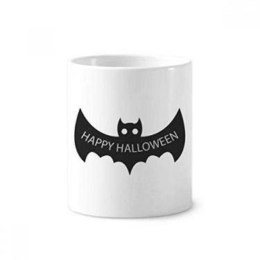 Imagem de Hallowmas Black Morcegos Feliz Halloween Escova de Dentes Suporte Caneca Cerâmica Suporte Lápis