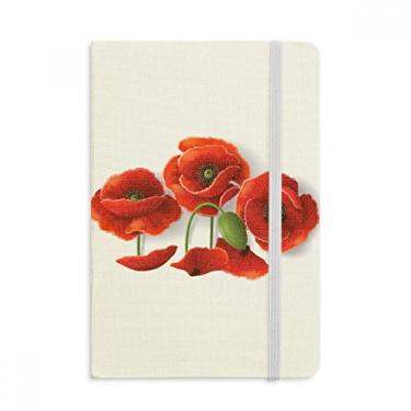Imagem de Caderno de flores vermelhas com estampa de pétalas de milho e frutas, capa dura em tecido oficial