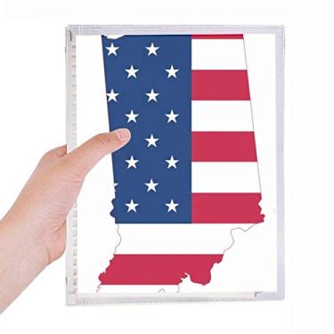 Imagem de Illinois Mapa dos EUA Listras Bandeira Formato Caderno Folhas Soltas Diário Recarregável Papelaria