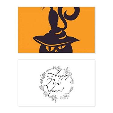 Imagem de Chapéu de monstro abóbora gato Halloween ano novo festival cartão felicitações Bless mensagem presente