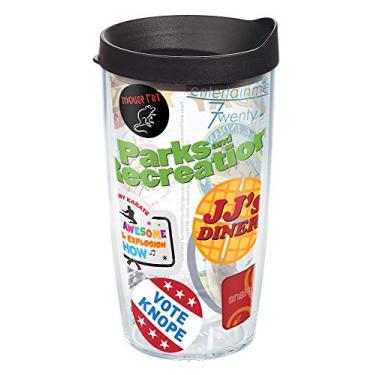 Imagem de Tervis Copo térmico de parede dupla Parks and Recreation Mash Up Made in USA mantém as bebidas frias e quentes, 473 ml, clássico
