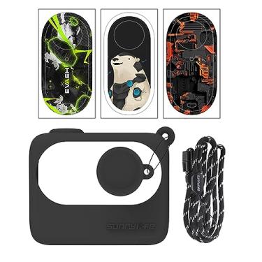 Imagem de HUYUAWA Capa protetora de silicone com tampa de lente e cordão e adesivo compatível com Insta360 GO3 capa de manga macia para Insta 360 GO 3 acessórios de proteção de câmera de ação, tipo 3
