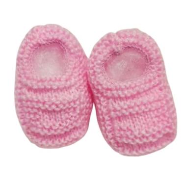 Imagem de Sapatinho de Bebê de Tricô Rosa - 0 a 3 meses